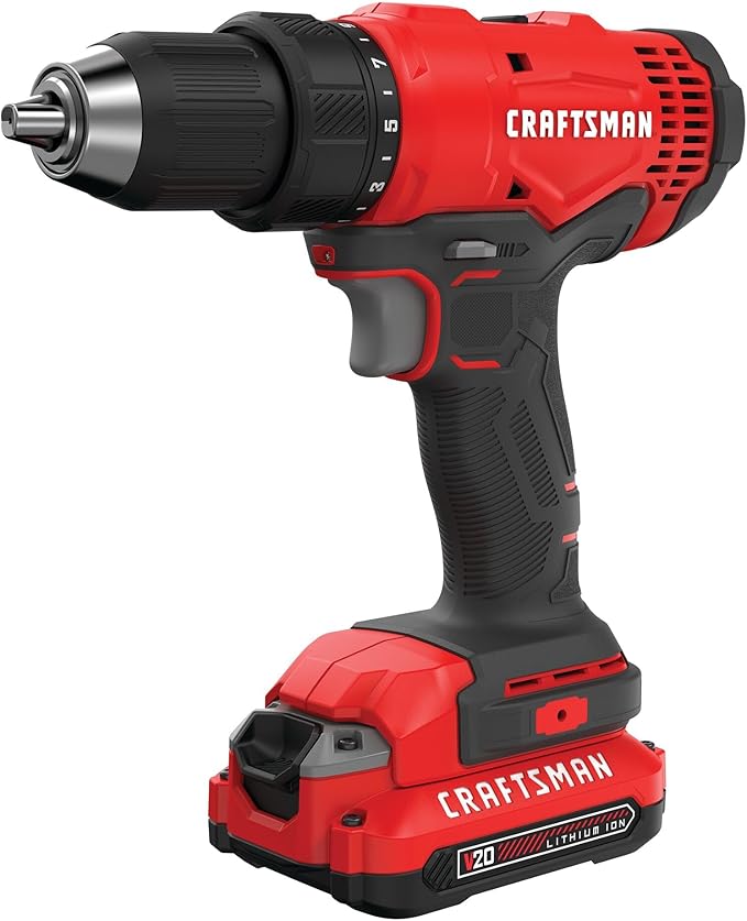 CRAFTSMAN V20 Cordless Drill/Driver Kit, 1/2 inch, Battery and Charger Included (CMCD701C2) image 1