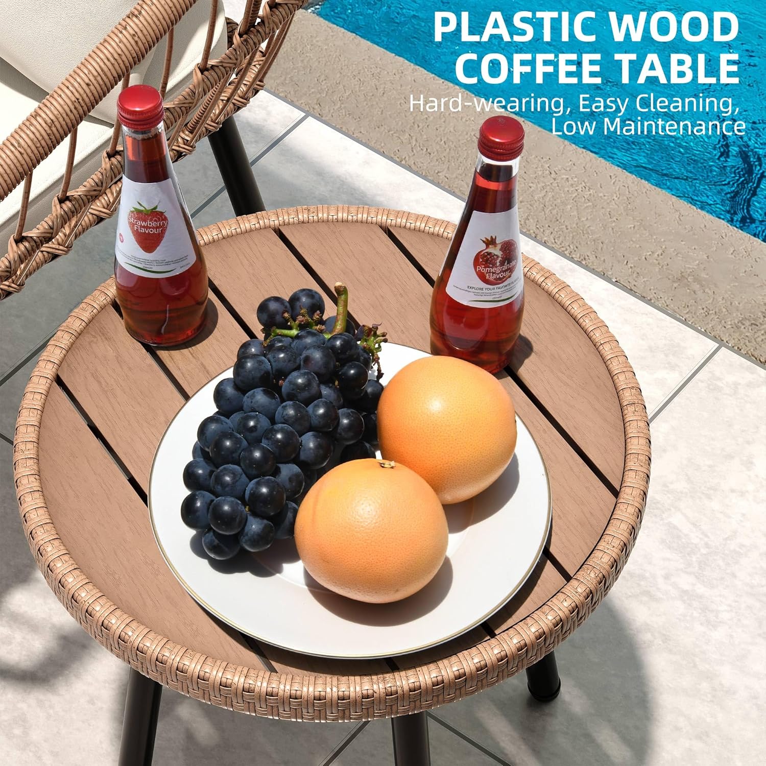 YITAHOME 5-Piece Outdoor Wicker Furniture Set, All-Weather Patio Bistro Set with Footrest, Small Patio Conversation Set for Balcony Outside, Outdoor Chairs with Ottomans and Coffee Table image 7