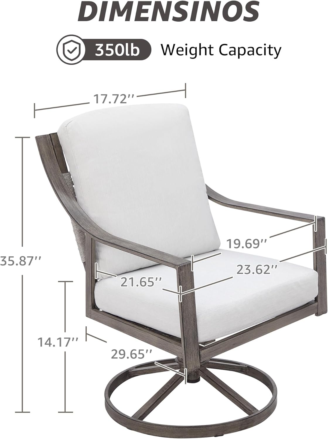 NATURAL EXPRESSIONS 5-Piece Outdoor Patio Dining Set, 4pcs Patio Swivel Rocking Chairs and 38’’ Round Dining Table with 1.65’’ Umbrella Hole image 7