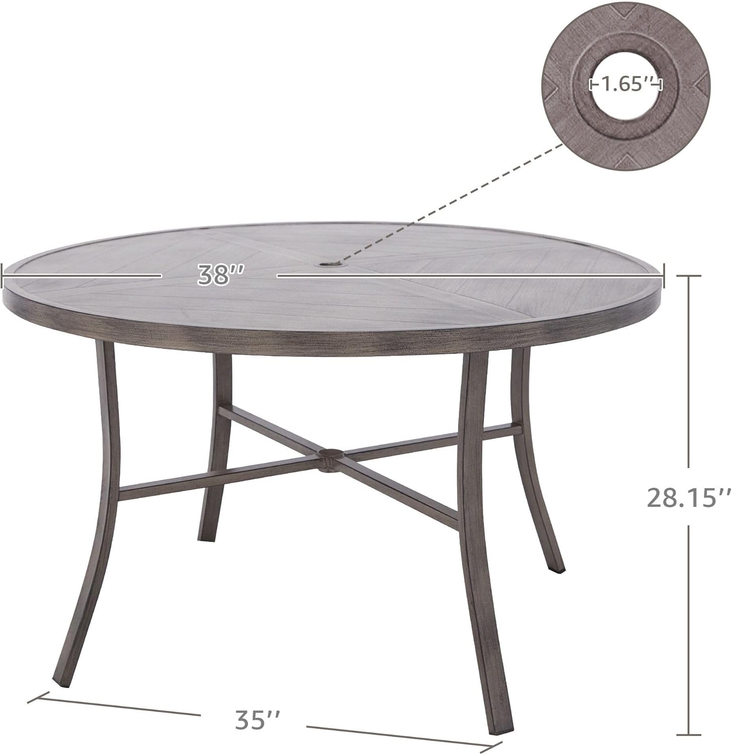 NATURAL EXPRESSIONS 5-Piece Outdoor Patio Dining Set, 4pcs Patio Swivel Rocking Chairs and 38’’ Round Dining Table with 1.65’’ Umbrella Hole image 8