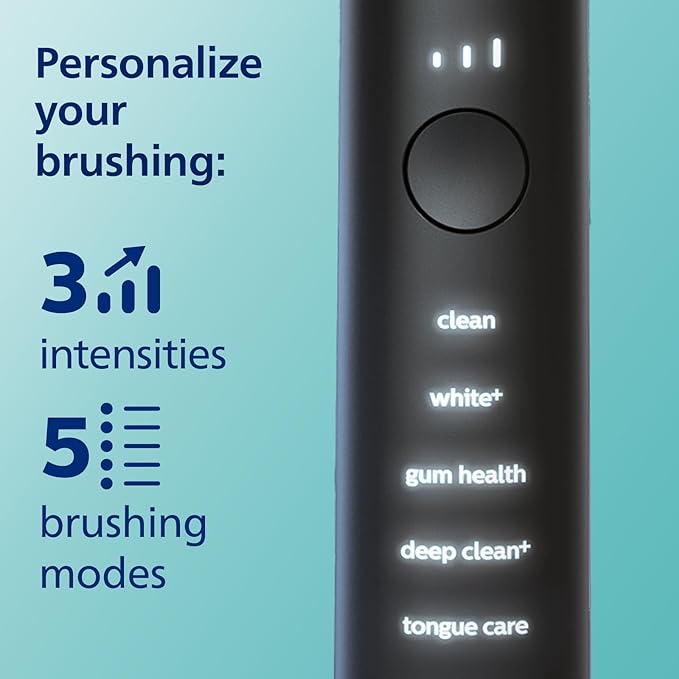 Philips Sonicare DiamondClean Smart 9500 Electric Toothbrush, Sonic Toothbrush with App, Pressure Sensor, Brush Head Detection, 5 Brushing Modes and 3 Intensity Levels, Black, Model HX9923/11 image 3