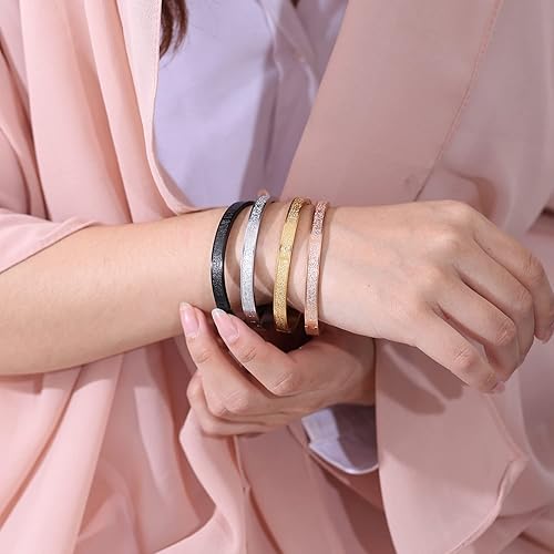 Islamic Jewelry Gifts for Women Allah Gold Bangles Bracelets Ayatul Kursi Arabic Cuff Bracelet for Women Men Islam Eid Ramadan New Year Gifts image 3