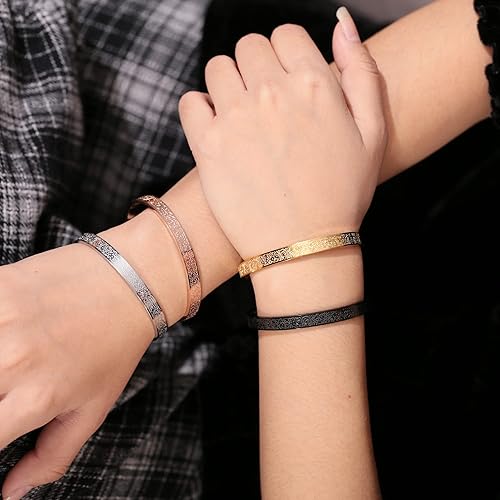 Islamic Jewelry Gifts for Women Allah Gold Bangles Bracelets Ayatul Kursi Arabic Cuff Bracelet for Women Men Islam Eid Ramadan New Year Gifts image 5