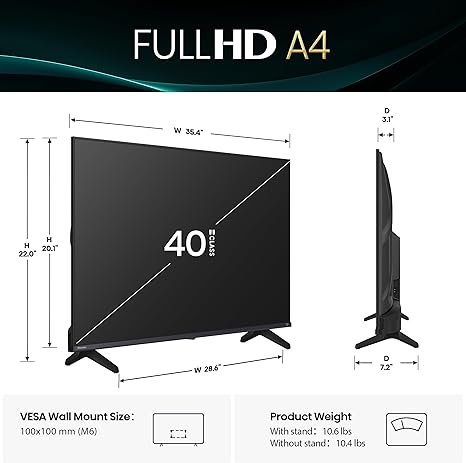 Hisense 40-Inch Class A4 Series FHD 1080p Smart Fire TV (40A4NF, 2025 Model) - DTS Virtual: X, Slim Bezel Design, Alexa Built in image 2