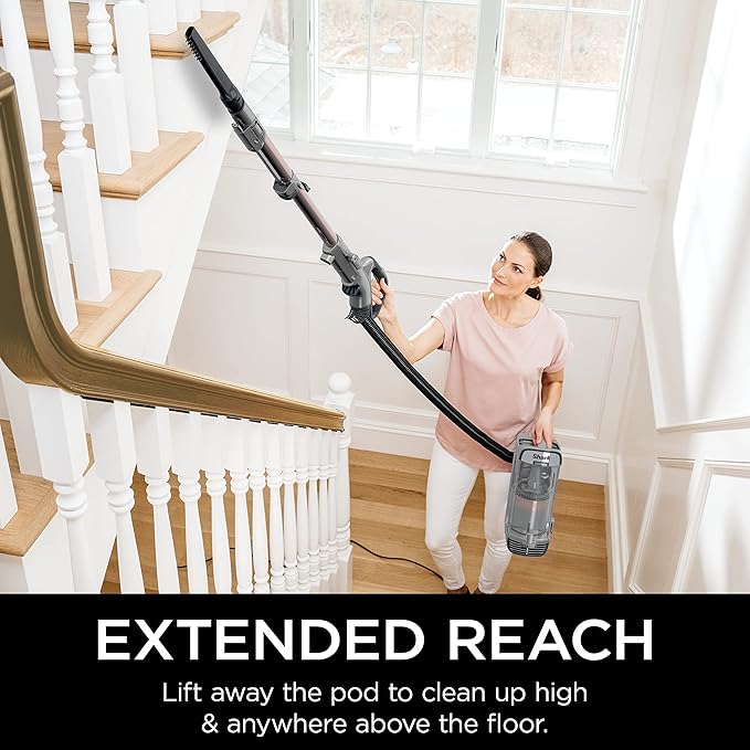 Shark AZ2002 Vertex Powered Lift-Away Upright Vacuum with DuoClean PowerFins, Self-Cleaning Brushroll, Large Dust Cup, Pet Crevice Tool, Dusting Brush & Power Brush, Silver/Rose Gold image 2
