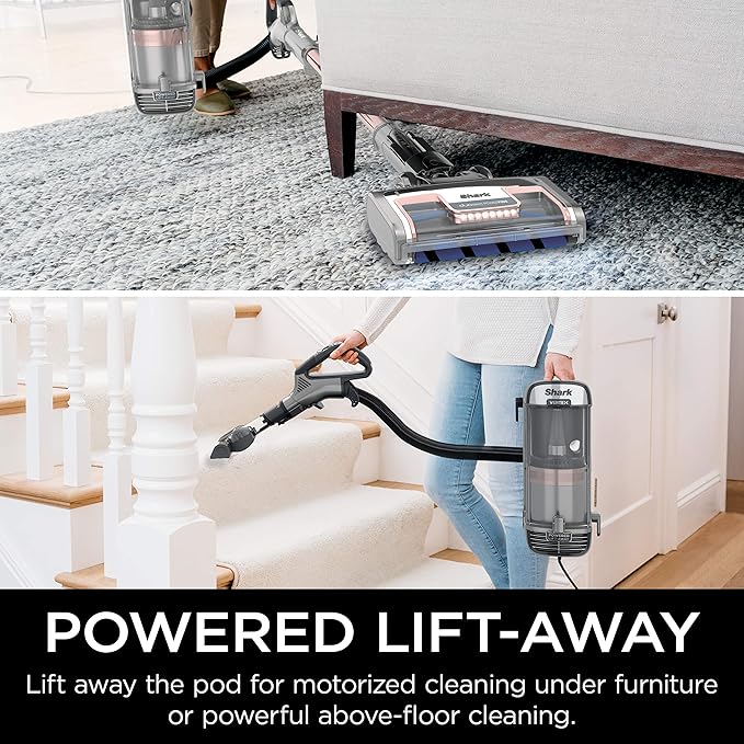 Shark AZ2002 Vertex Powered Lift-Away Upright Vacuum with DuoClean PowerFins, Self-Cleaning Brushroll, Large Dust Cup, Pet Crevice Tool, Dusting Brush & Power Brush, Silver/Rose Gold image 3