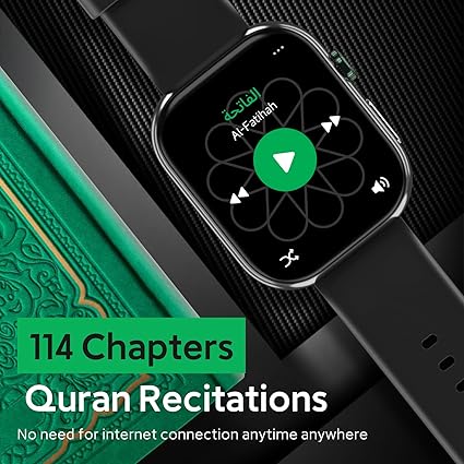 Islamic Quran Watch for Muslim Men, 2.02" KDN Certification Azan Watch with 114 Full Quran Recitation, Prayer Times Reminders, Daily Azkar, Hijri Calendar, Bluetooth Call, IP68 image 4