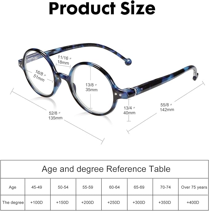 Round Reading Glasses Women Men Blue Light Blocking Circular Readers Unisex Ultra Lightweight Circle Cheaters Glasses image 3