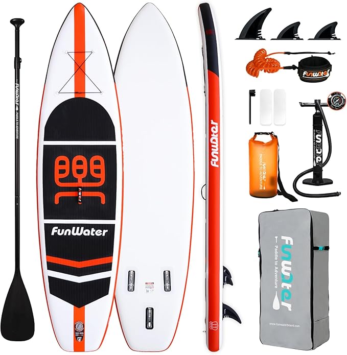  Click to see full view FunWater Stand Up Paddle Board Ultra-Light Inflatable Paddleboard with SUP Accessories for Adults & Youth of All Skill Levels image 1