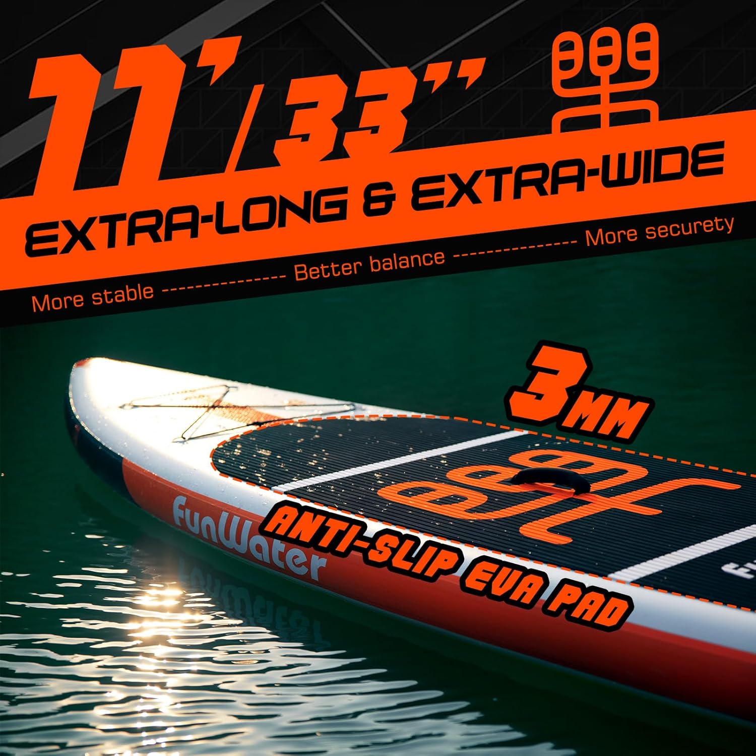  Click to see full view FunWater Stand Up Paddle Board Ultra-Light Inflatable Paddleboard with SUP Accessories for Adults & Youth of All Skill Levels image 3