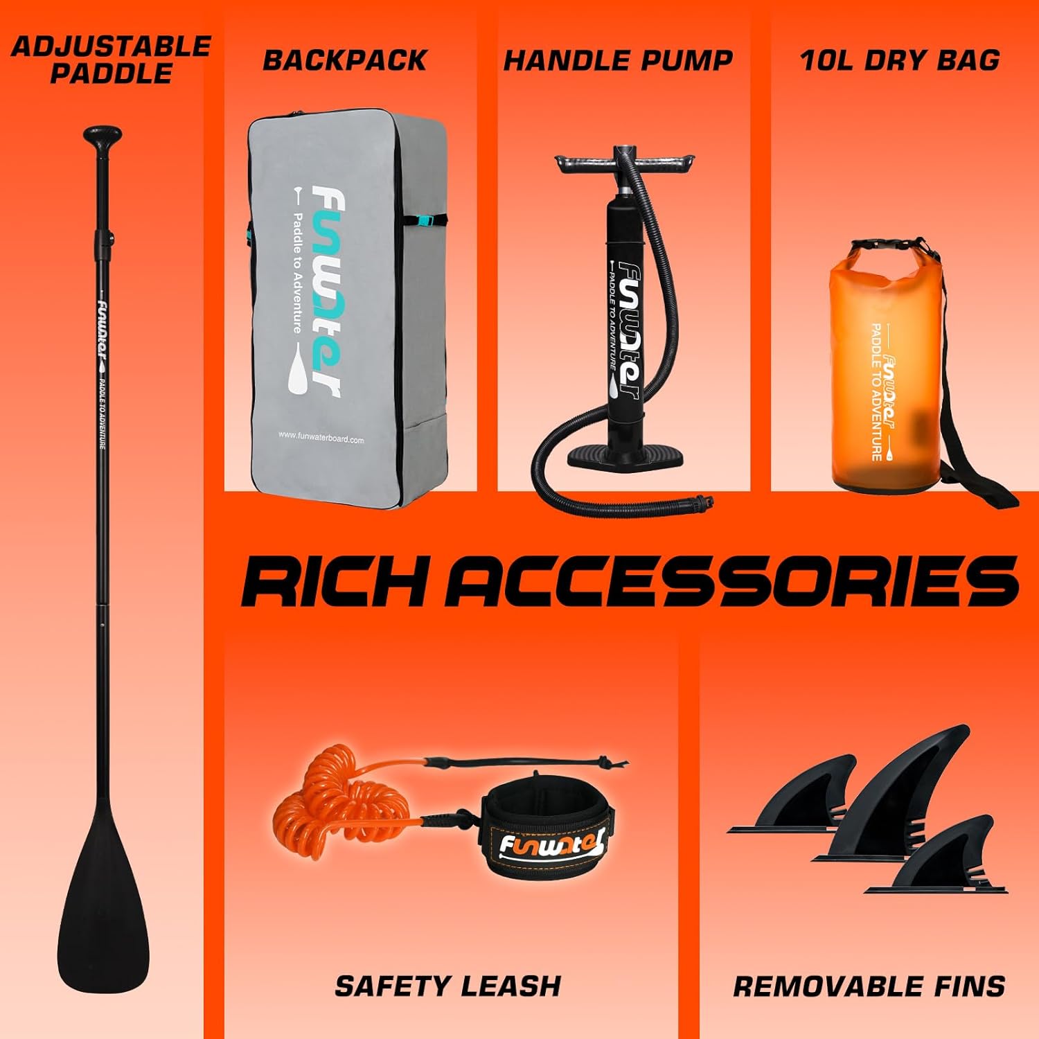  Click to see full view FunWater Stand Up Paddle Board Ultra-Light Inflatable Paddleboard with SUP Accessories for Adults & Youth of All Skill Levels image 5