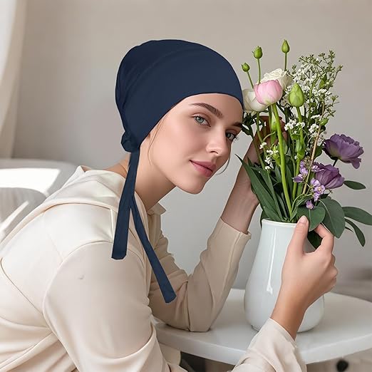 5Pcs Islamic Muslim Under Hijab Cap Inner UnderScarf for women Inner Under Scarf Hat Hijab Cap with Tie Back Closure image 6