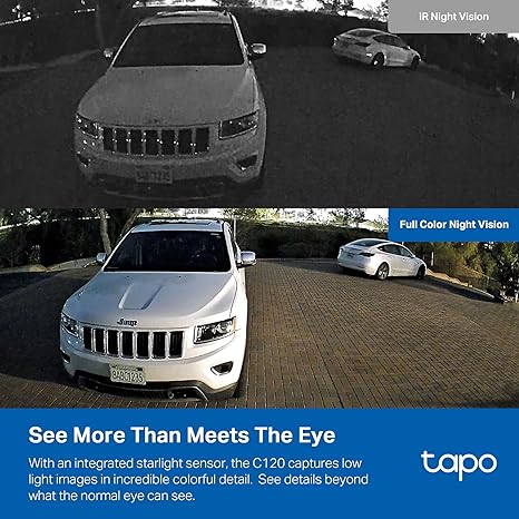 Tapo TP-Link 2K QHD Security Camera, Indoor/Outdoor, 𝟮𝟬𝟮𝟰 𝗣𝗖𝗠𝗮𝗴 𝗘𝗱𝗶𝘁𝗼𝗿'𝘀 𝗖𝗵𝗼𝗶𝗰𝗲, Color Night Vision, Free Person/Pet/Vehicle Detection, Invisible IR Mode, SD Storage, C120 image 2