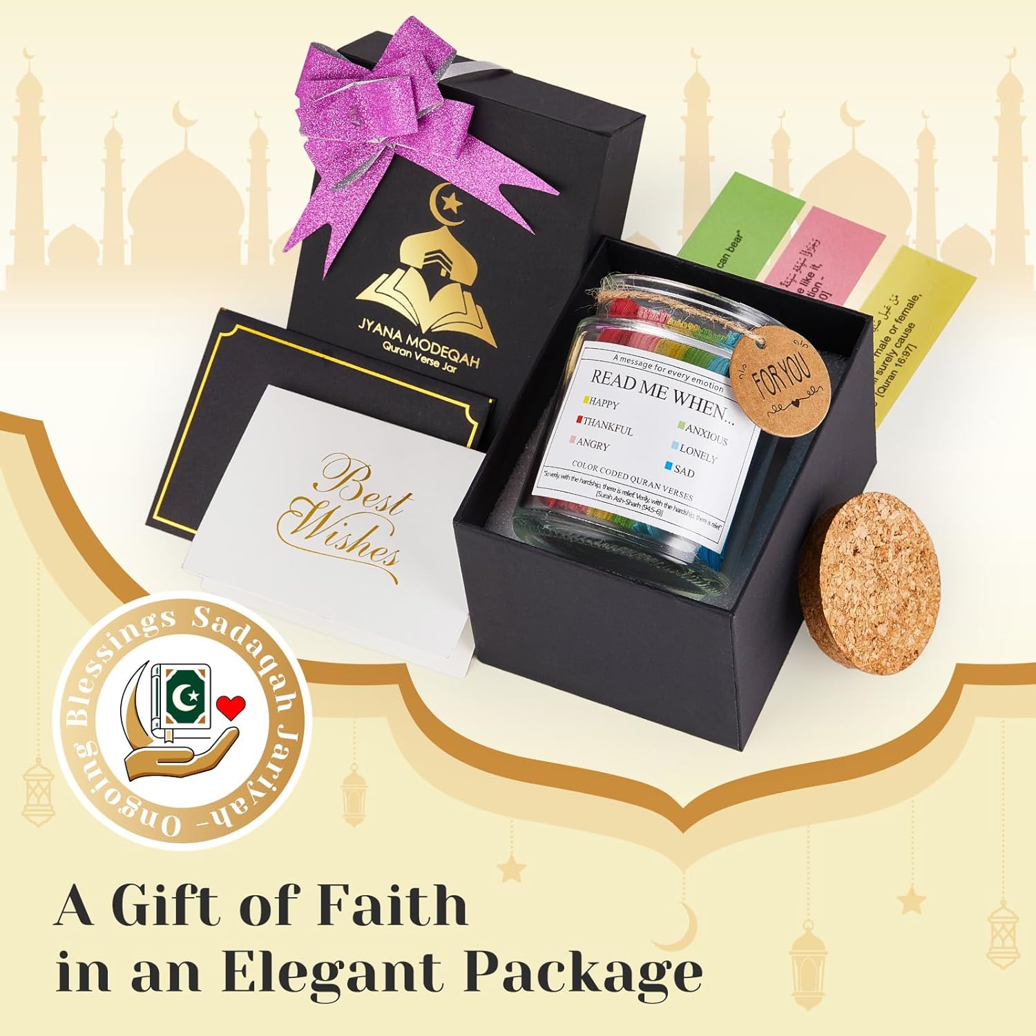 99 Quran Verses Jar in Arabic and English - Islamic Gifts for Muslim Women, Men, Kids - Ramadan & Eid Gifts, Read Me When Quran Jar, Quranic Affirmations, Islamic Decor, Ramadan Decorations for Home image 3