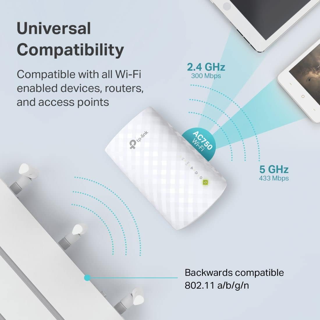TP-Link WiFi Extender with Ethernet Port, Dual Band 5GHz/2.4GHz , Up to 44% More Bandwidth than Single Band, Covers Up to 1200 Sq.ft and 30 Devices, Signal Booster Amplifier Supports OneMesh(RE220) image 8