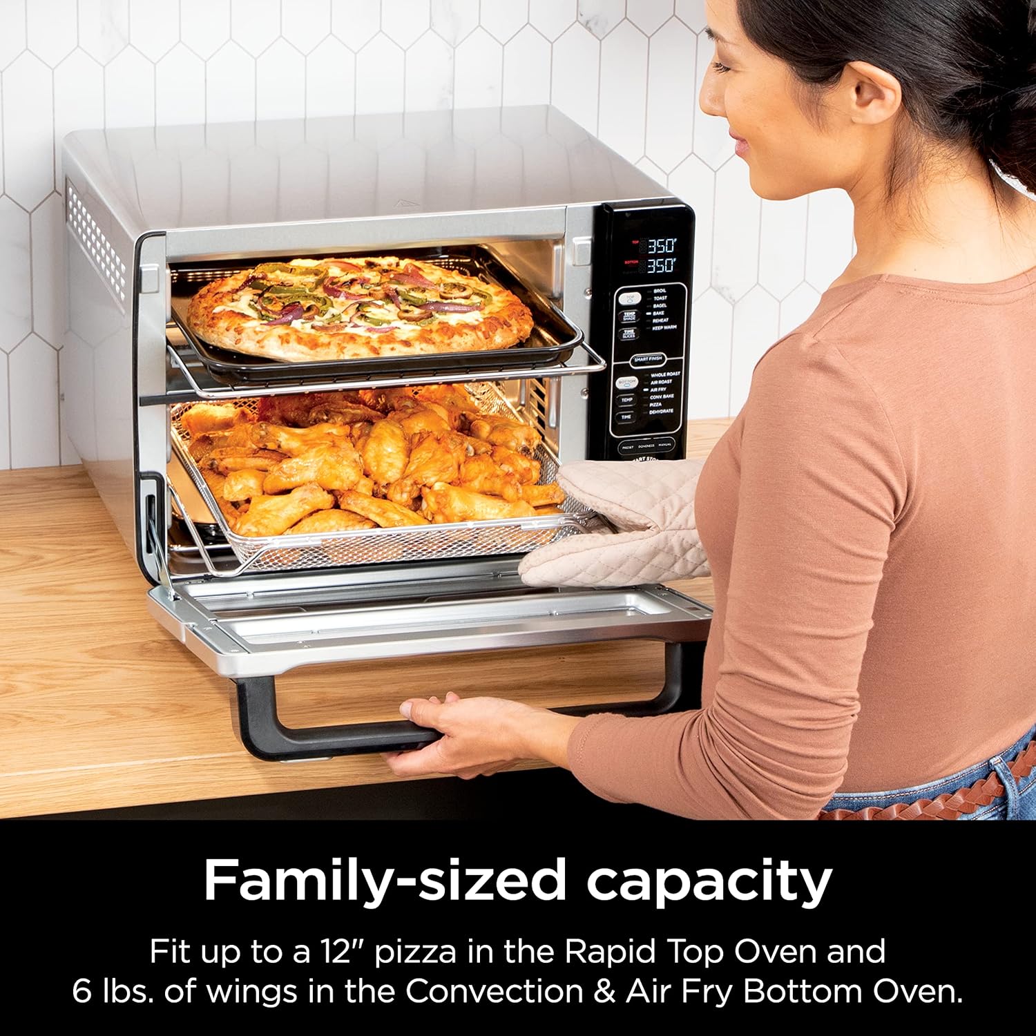 Ninja DCT451 12-in-1 Smart Double Oven with FlexDoor, Thermometer, FlavorSeal, Smart Finish, Rapid Top Convection and Air Fry Bottom , Stainless Steel image 7