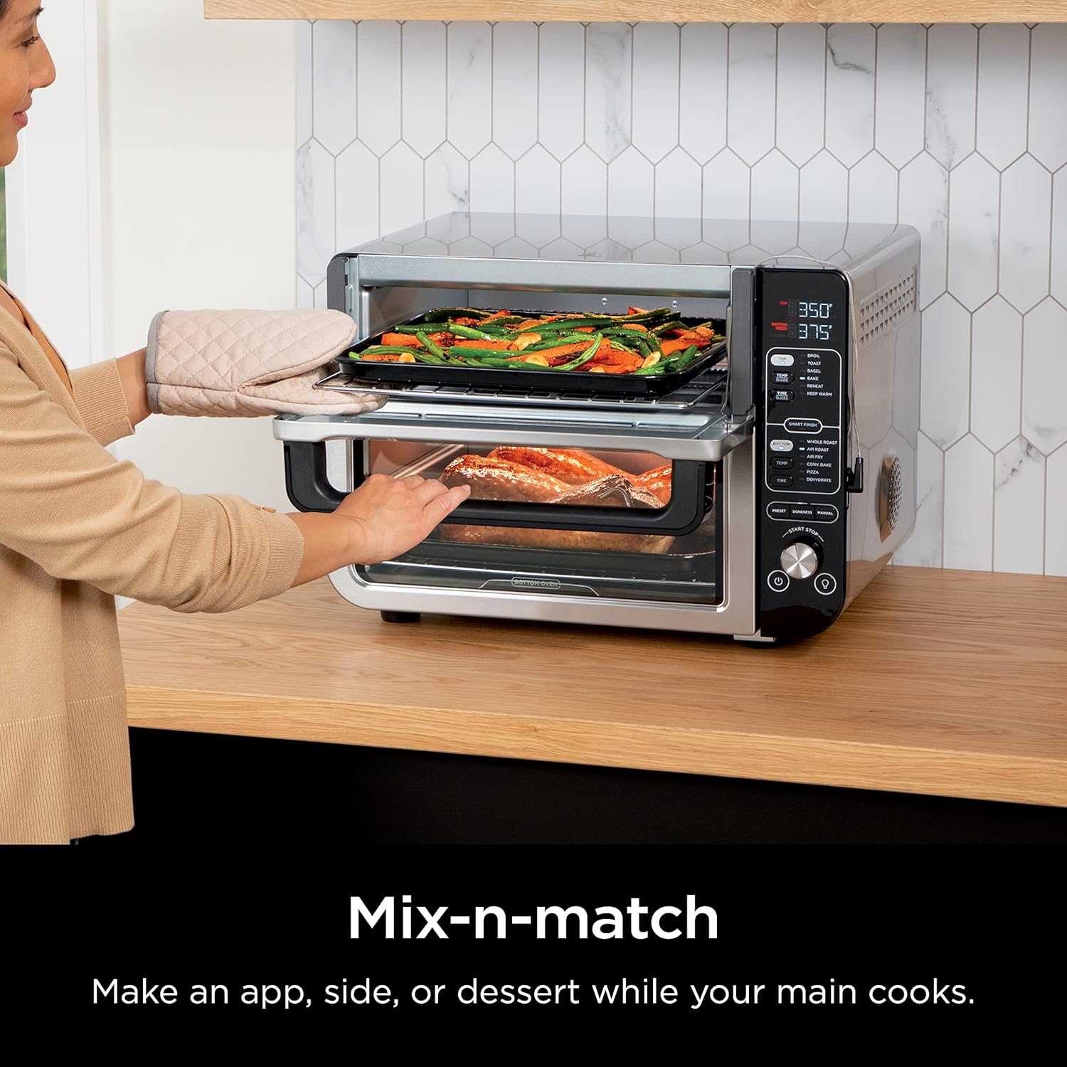 Ninja DCT451 12-in-1 Smart Double Oven with FlexDoor, Thermometer, FlavorSeal, Smart Finish, Rapid Top Convection and Air Fry Bottom , Stainless Steel image 8