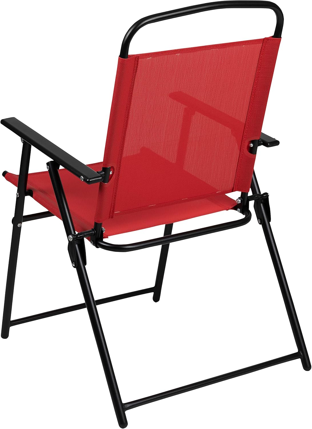 Flash Furniture Nantucket 6 Piece Red Patio Garden Set with Table, Umbrella and 4 Folding Chairs image 5