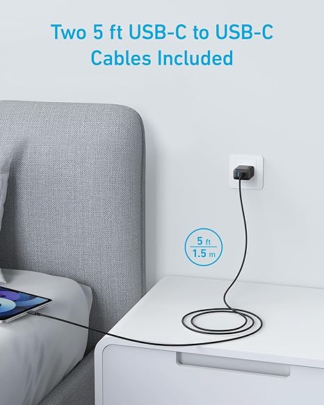 Anker iPhone 16 Charger, 2-Pack 20W Fast USB C Charger Block, for iPhone 16/16 Pro Max/15 Series/iPad Pro and More (Black, 2 Pack & 2 Cable) image 3