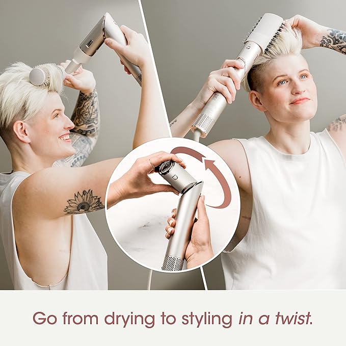 Shark HD430 FlexStyle Air Styling & Drying System, Powerful Hair Dryer Brush & Multi-Styler with Auto-Wrap Curlers, Paddle Brush, Oval Brush, Concentrator Attachment, Stone image 3