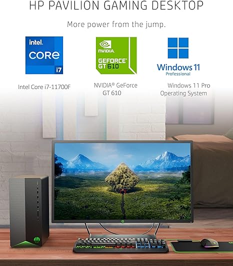 HP Pavilion Desktop Tower Computer, Intel 8-Core i7-11700F up to 4.9GHz, 32GB DDR4 RAM, 1TB PCIe SSD, GeForce GT 610 2GB, WiFi 6, Bluetooth, RJ-45, Type-C, HDMI, KB & Mouse, Windows 11 Pro, WE/PGPY image 4
