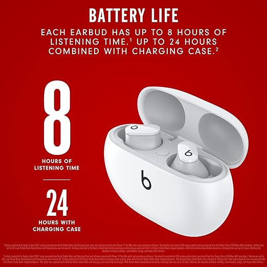 Beats Studio Buds - True Wireless Noise Cancelling Earbuds - Compatible with Apple & Android, Built-in Microphone, IPX4 Rating, Sweat Resistant Earphones, Class 1 Bluetooth Headphones - White image 4