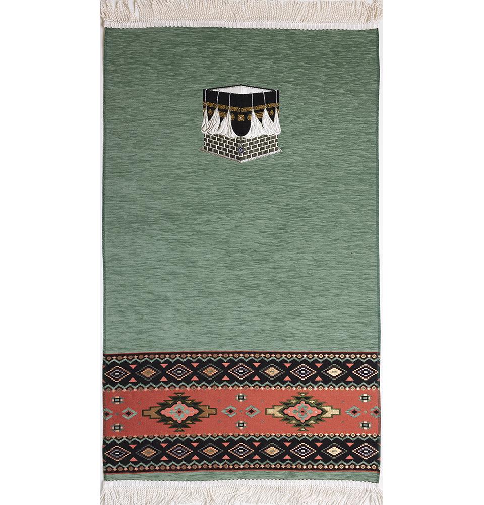 Luxury Woven Chenille Islamic Prayer Rug - Kaba Sage Green image 1