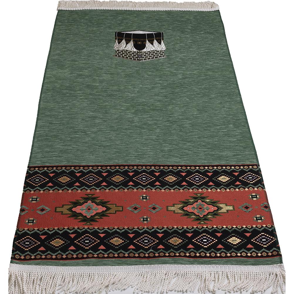 Luxury Woven Chenille Islamic Prayer Rug - Kaba Sage Green image 3