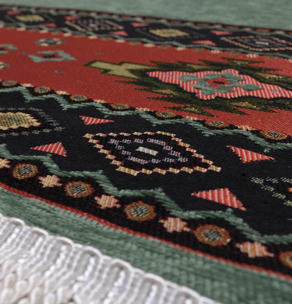 Luxury Woven Chenille Islamic Prayer Rug - Kaba Sage Green image 4