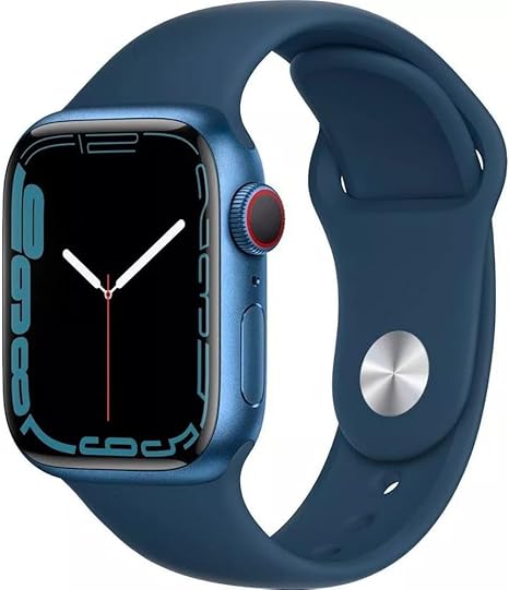 Apple Watch Series 7 (GPS + Cellular, 45mm) Blue Aluminum Case with Abyss Blue Sport Band, Regular (Renewed) image 1
