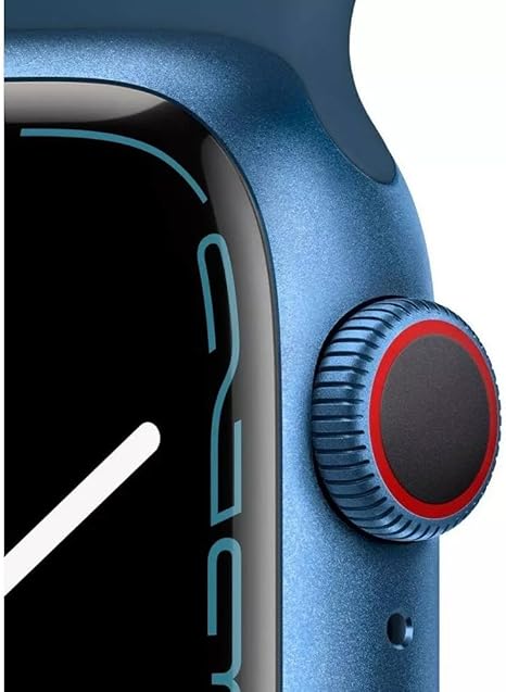 Apple Watch Series 7 (GPS + Cellular, 45mm) Blue Aluminum Case with Abyss Blue Sport Band, Regular (Renewed) image 3