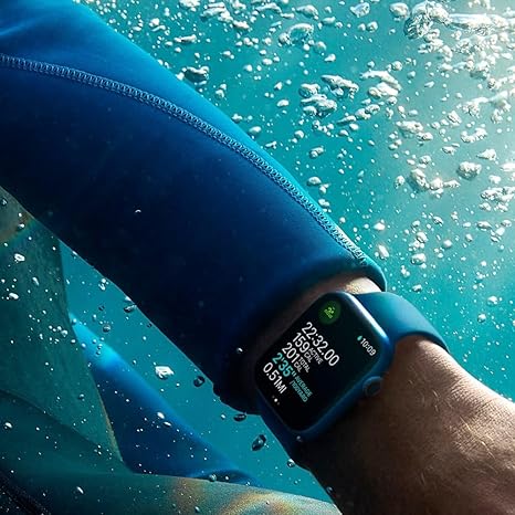 Apple Watch Series 7 (GPS + Cellular, 45mm) Blue Aluminum Case with Abyss Blue Sport Band, Regular (Renewed) image 4
