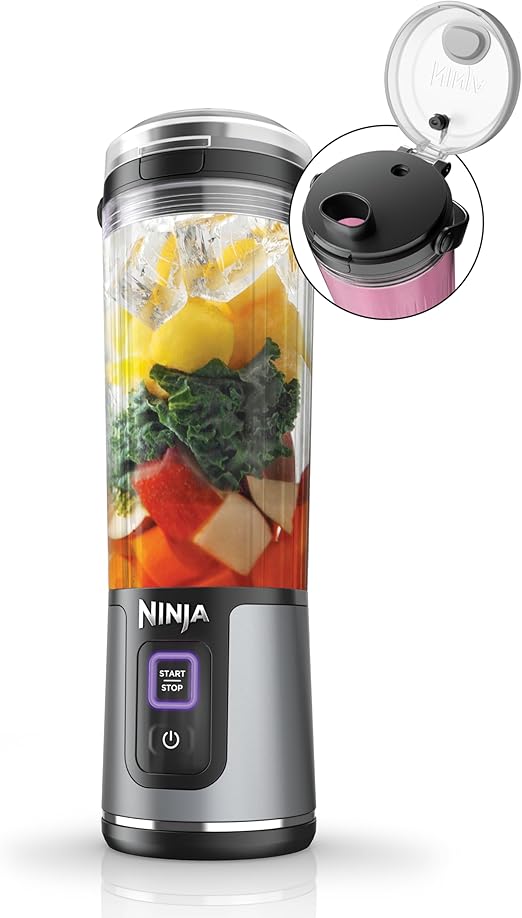 Ninja BC151BK Blast Portable Blender, Cordless, 18oz. Vessel, Personal Blender-for Shakes & Smoothies, BPA Free, Leakproof-Lid & Sip Spout, USB-C Rechargeable, Dishwasher Safe Parts, Black image 1