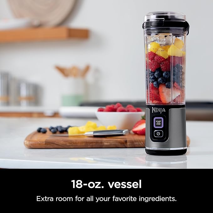Ninja BC151BK Blast Portable Blender, Cordless, 18oz. Vessel, Personal Blender-for Shakes & Smoothies, BPA Free, Leakproof-Lid & Sip Spout, USB-C Rechargeable, Dishwasher Safe Parts, Black image 2