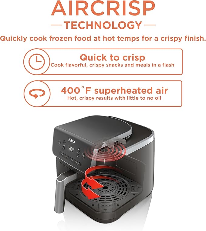 Ninja Air Fryer Pro 4-in-1 with 5 QT Capacity, Air Fry, Roast, Reheat, Dehydrate, Air Crisp Technology with 400F for hot, 120 Volts, Nonstick Basket & Crisper Plate, Grey, AF141 image 2
