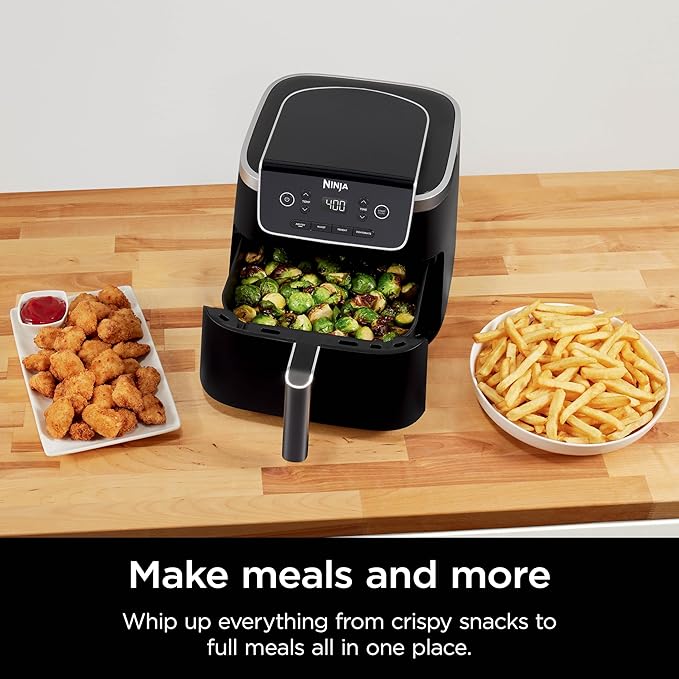 Ninja Air Fryer Pro 4-in-1 with 5 QT Capacity, Air Fry, Roast, Reheat, Dehydrate, Air Crisp Technology with 400F for hot, 120 Volts, Nonstick Basket & Crisper Plate, Grey, AF141 image 5