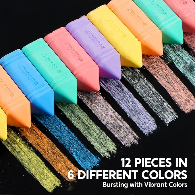 JOYIN 12 PCS Jumbo Sidewalk Chalk with 6 Colors, Washable Sidewalk Chalk for Kids, Non-Toxic School Supplies, Outdoor Games, Playground Accessories image 2