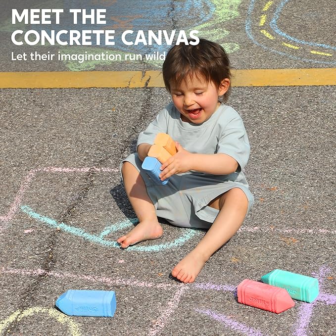 JOYIN 12 PCS Jumbo Sidewalk Chalk with 6 Colors, Washable Sidewalk Chalk for Kids, Non-Toxic School Supplies, Outdoor Games, Playground Accessories image 6