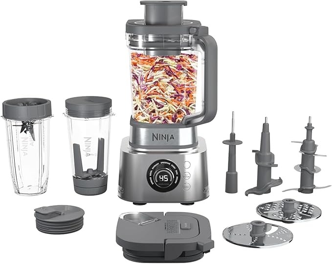 Ninja Blender & Food Processor Combo, Foodi Power Blender System for Smoothies, Bowls, Spreads & Shakes, 6 Functions, 72-oz Glass Pitcher, To-Go Cups, Silver, SS401 image 1