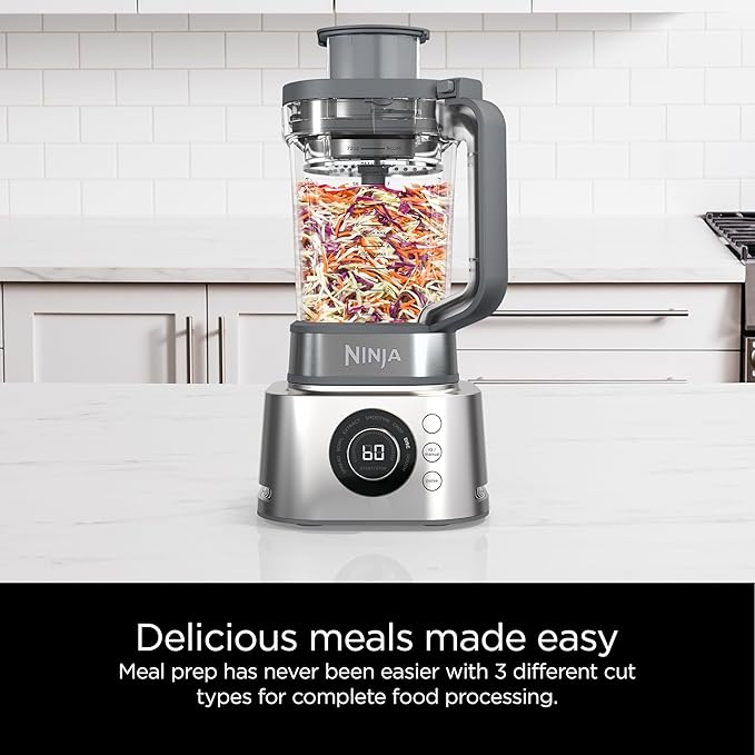 Ninja Blender & Food Processor Combo, Foodi Power Blender System for Smoothies, Bowls, Spreads & Shakes, 6 Functions, 72-oz Glass Pitcher, To-Go Cups, Silver, SS401 image 5