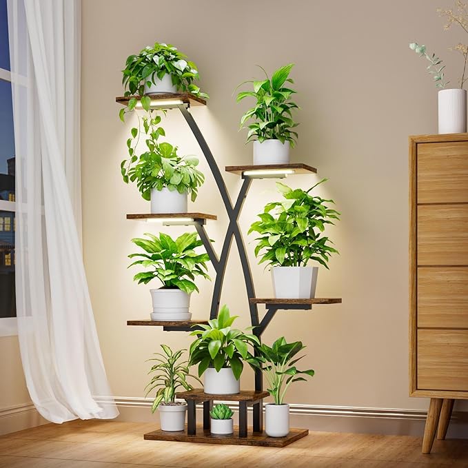 Plant Stand With Grow Lights - 7 Tiered Corner Shelf for Multiple Plants, 42" Metal Shelves, Flower Holder Display Rack for Indoor Home Patio Balcony image 2