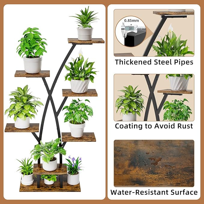 Plant Stand With Grow Lights - 7 Tiered Corner Shelf for Multiple Plants, 42" Metal Shelves, Flower Holder Display Rack for Indoor Home Patio Balcony image 5