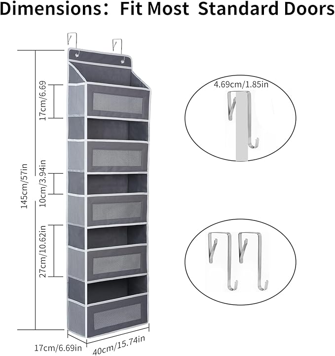 Over the door organizer, Bathroom Organizers and Storage 5 Shelf Hanging with 10 Mesh Side Pockets, Stuffed Animal Storage for Pantry Laundry Bathroom Nursery Closet Baby Essential image 2