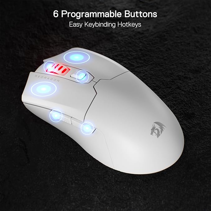 Redragon M995 Wired Gaming Mouse, 26000 DPI Optical Gamer Mouse with 6 Programmable Buttons & 5 Backlit Modes, 51G Ultra Lightweight, Software Supports DIY Keybinds, White image 5