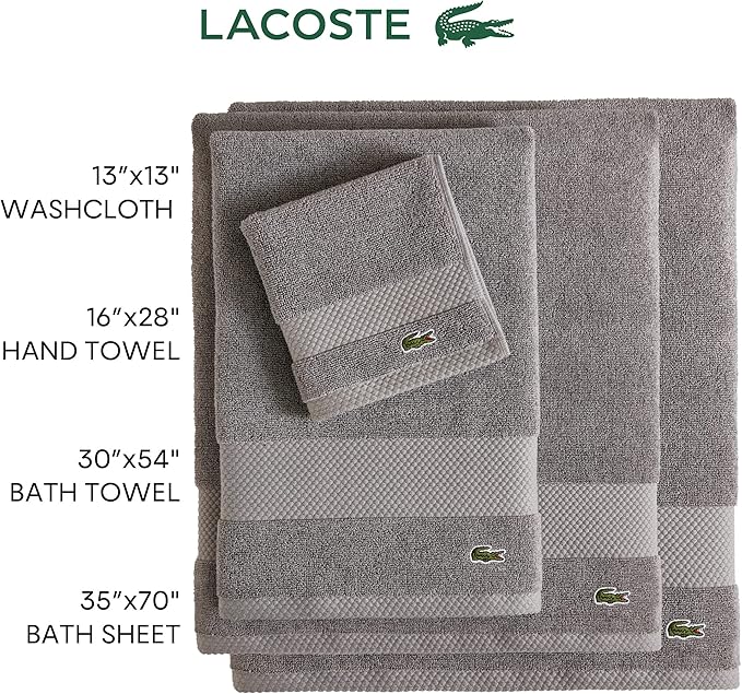 Lacoste Heritage Supima Cotton Bath Towel, Light Denim, 30" x 54" image 5
