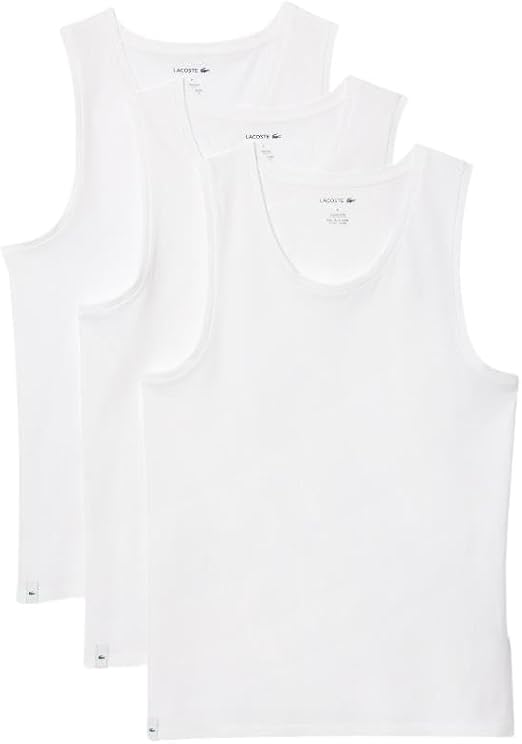 Lacoste Men's 100% Cotton Regular Fit Crew Neck Tank Top, 3-Pack image 1