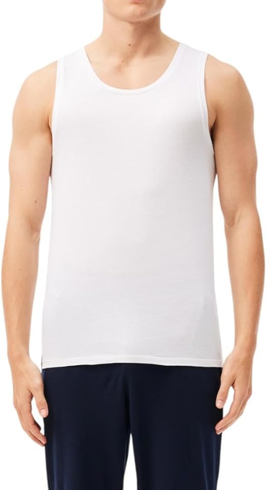 Lacoste Men's 100% Cotton Regular Fit Crew Neck Tank Top, 3-Pack image 2