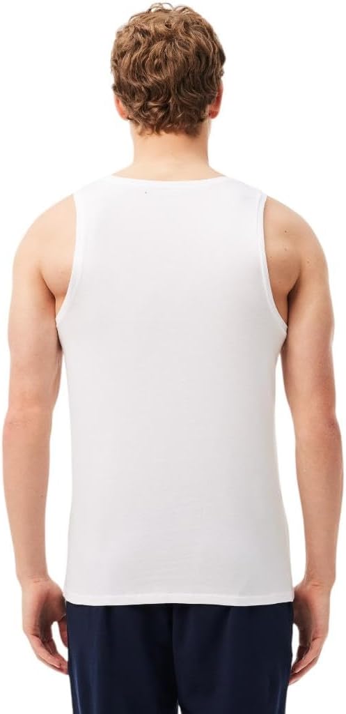 Lacoste Men's 100% Cotton Regular Fit Crew Neck Tank Top, 3-Pack image 3