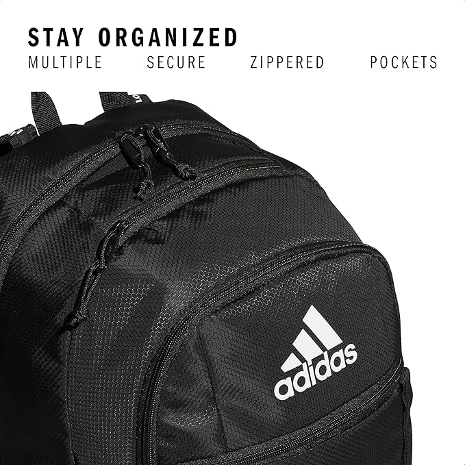adidas Excel Backpack, Durable Large Athletic Laptop Bag, Black/White, One Size image 3