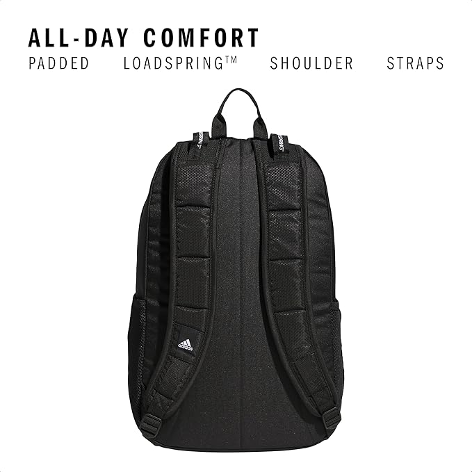 adidas Excel Backpack, Durable Large Athletic Laptop Bag, Black/White, One Size image 6